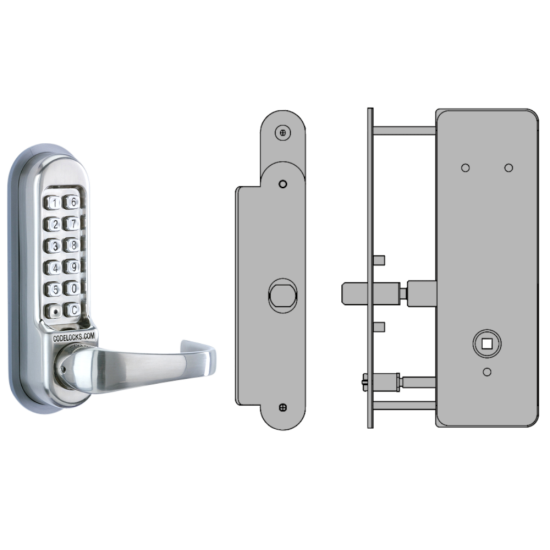 CODELOCKS CL0530 / CL0535 Digital Lock Stainless Steel with XTD Gate Lock CL0535 SS XTD With Passage Set - Click Image to Close