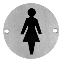 ASEC Stainless Steel Metal Toilet Door Sign 76mm SSS `Female`