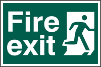 ASEC `Fire Exit` 200mm x 300mm PVC Self Adhesive Sign Front
