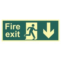 ASEC Photoluminescent Fire Exit Arrow Direction Sign 400mm x 150mm Down