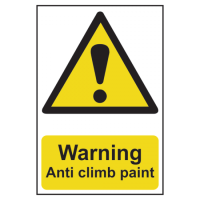 ASEC `Warning: Anti Climb Paint` Sign 200mm x 300mm 200mm x 300mm