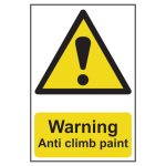 ASEC `Warning: Anti Climb Paint` Sign 200mm x 300mm 200mm x 300mm