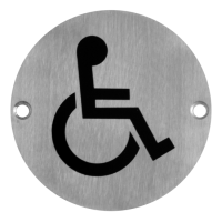ASEC Stainless Steel Metal Toilet Door Sign 76mm SSS `Disabled`
