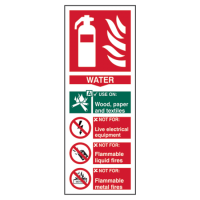 ASEC Fire Extinguisher Signs 82mm x 202mm Water