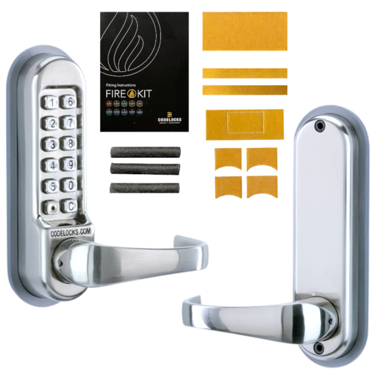 CODELOCKS CL510 / CL515 Digital Lock With Tubular Latch CL515 SS With Passage Set And Fire Kit - Click Image to Close