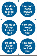 ASEC `Fire Door Keep Locked Shut` 200mm x 300mm PVC Self Adhesive Sign 6 Per Sheet