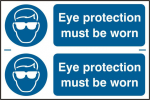 ASEC `Eye Protection Must Be Worn` 300mm x 100mm PVC Self Adhesive Sign 2 Per Sheet